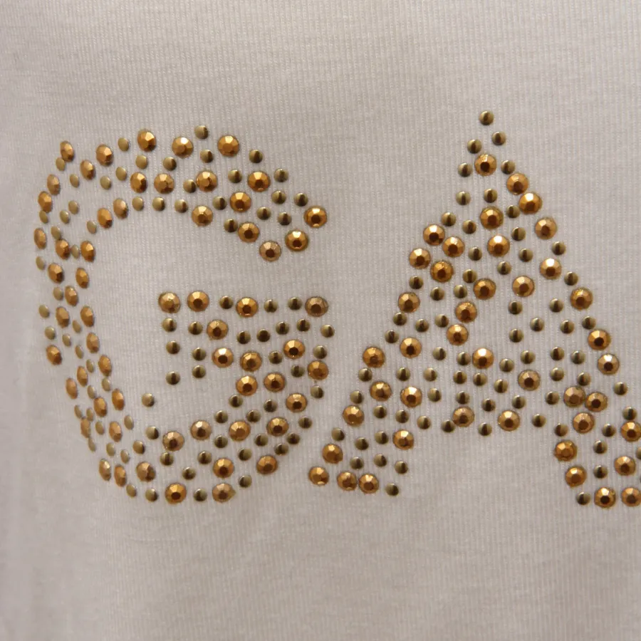 1932AD maglia bimba GIRL GAUDI' TEEN white/gold strass t-shirt kids