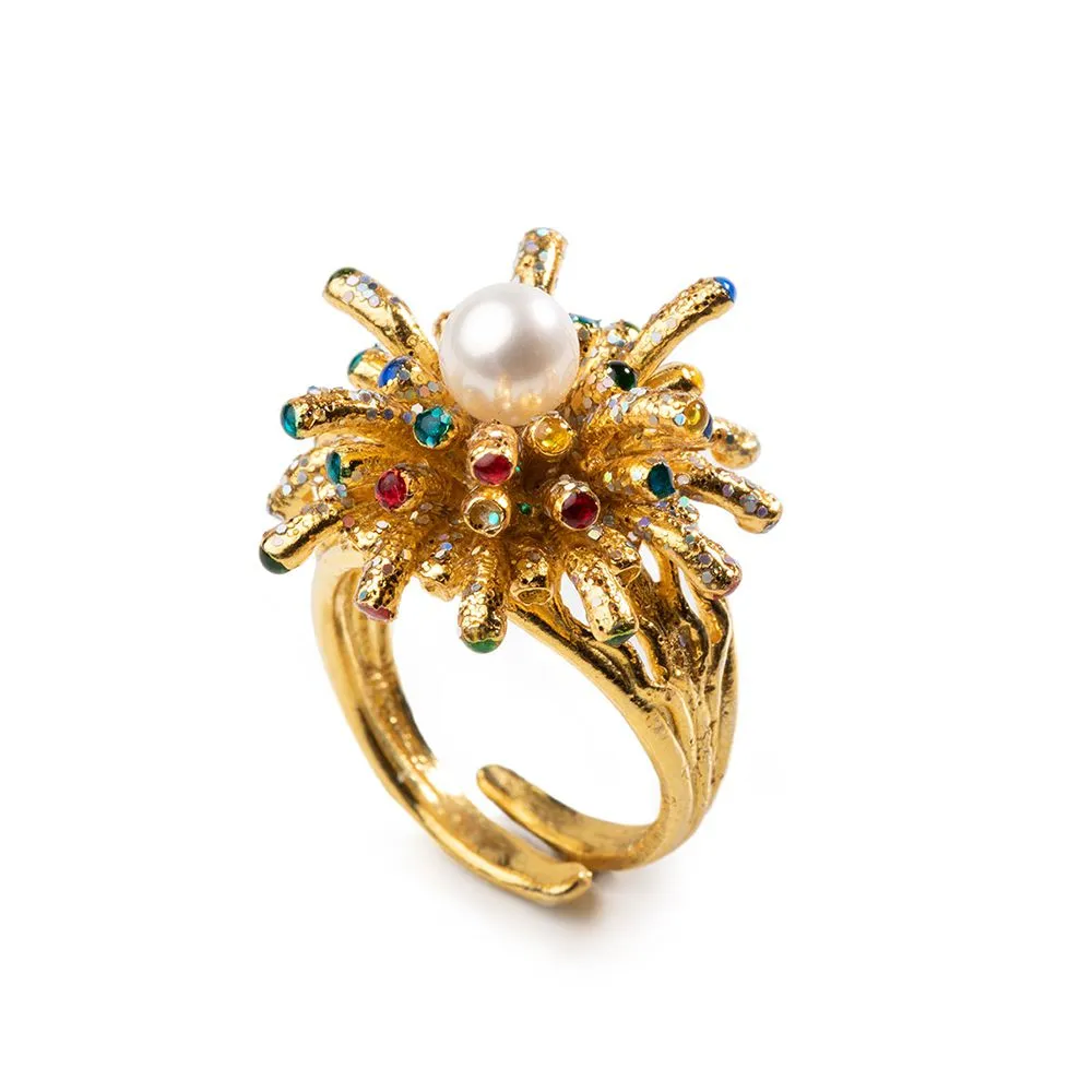 Anello Isola Bella in Argento e Smalti con Perla | Fuochi d’Artificio – 20000548