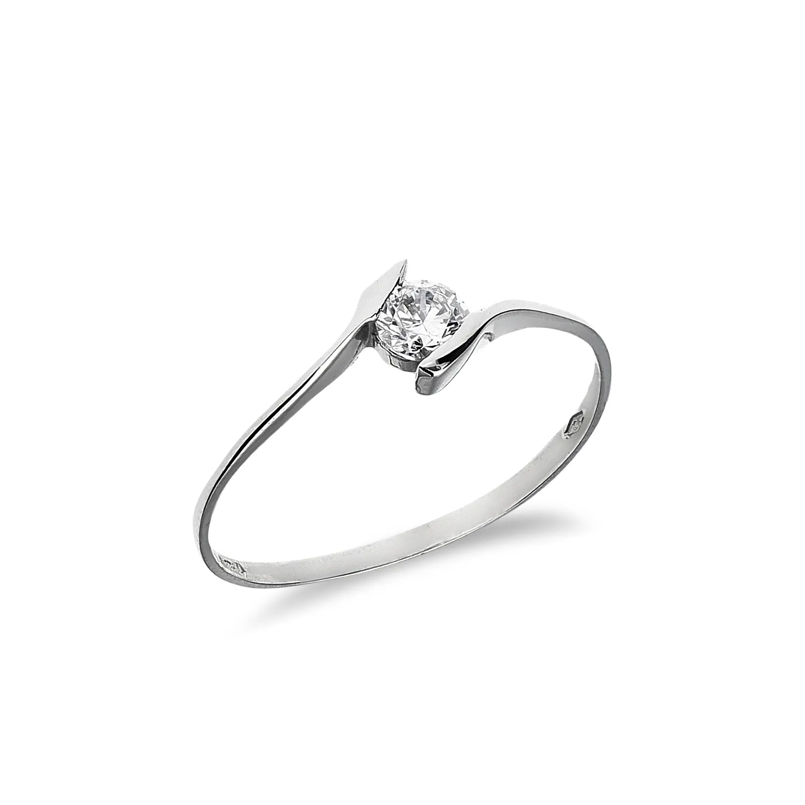 Anello Solitario in Oro Bianco 18k con Zircone