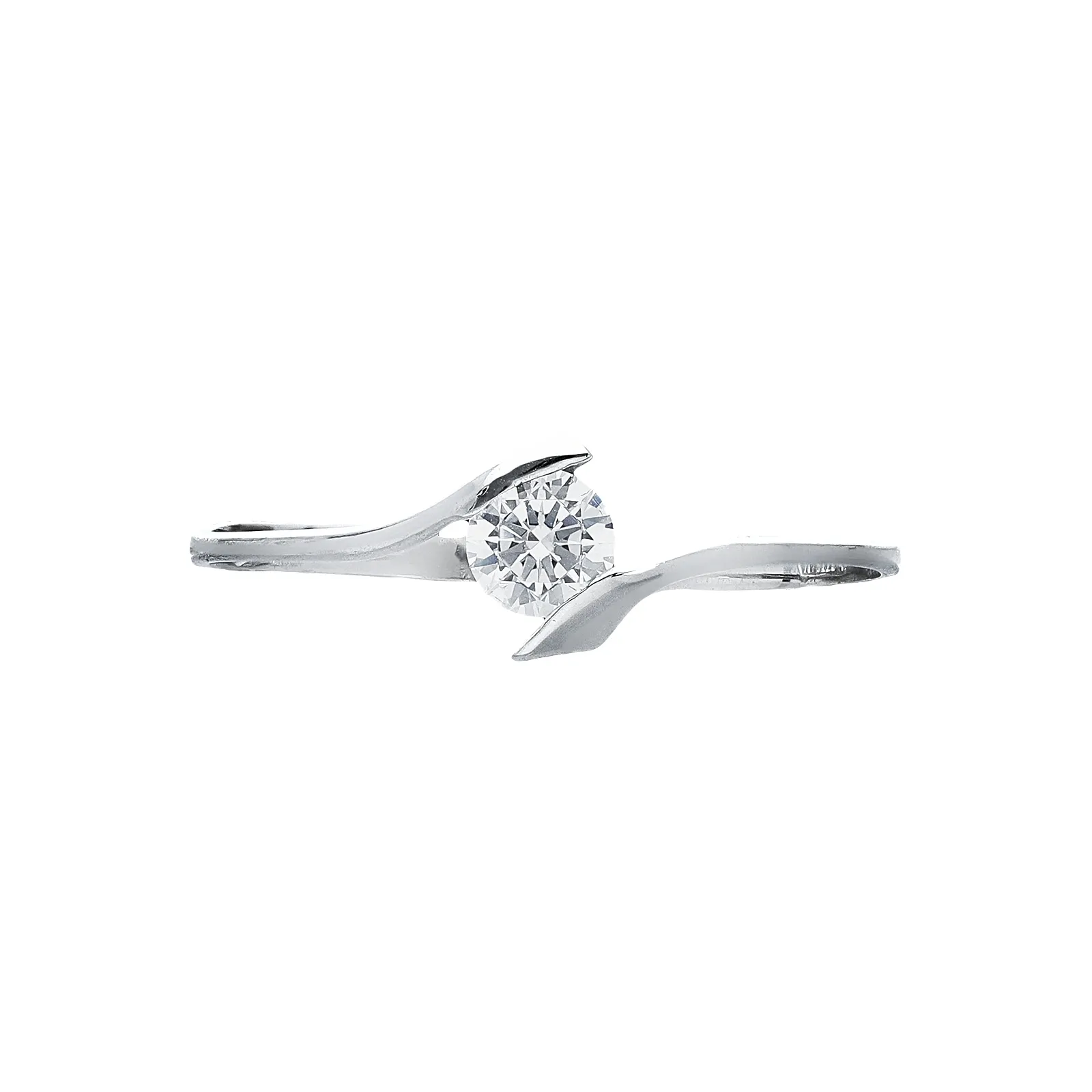 Anello Solitario in Oro Bianco 18k con Zircone