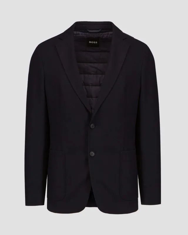Blazer blu scuro con lana da uomo Hugo Boss P Hanry