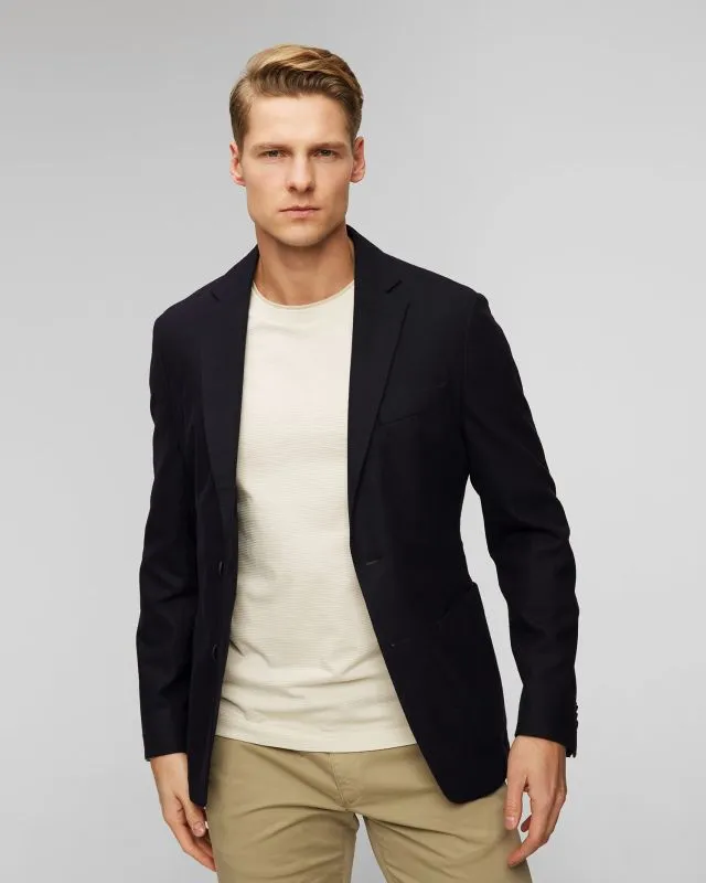 Blazer blu scuro con lana da uomo Hugo Boss P Hanry