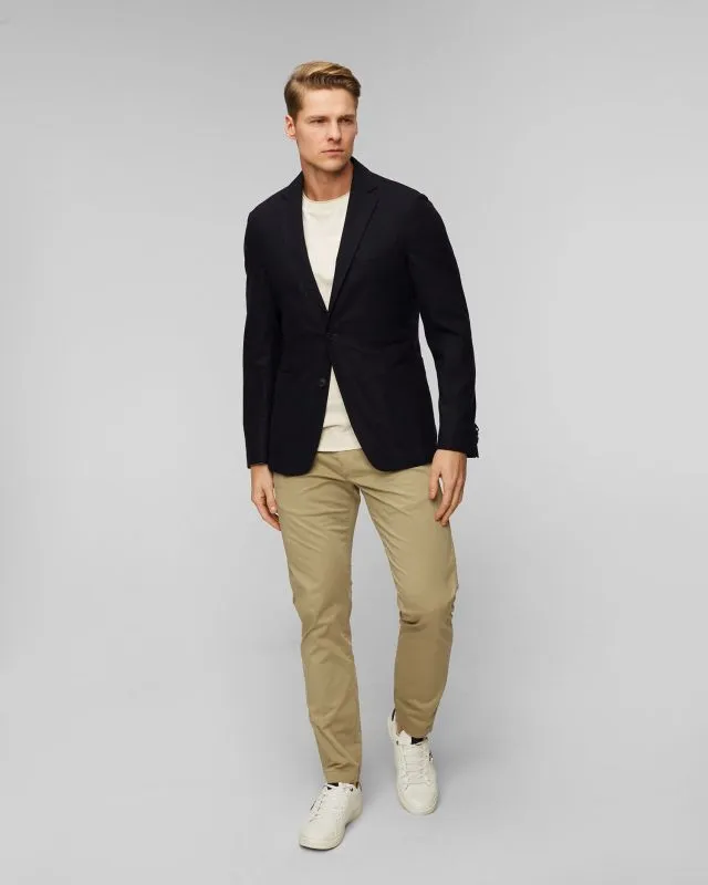 Blazer blu scuro con lana da uomo Hugo Boss P Hanry