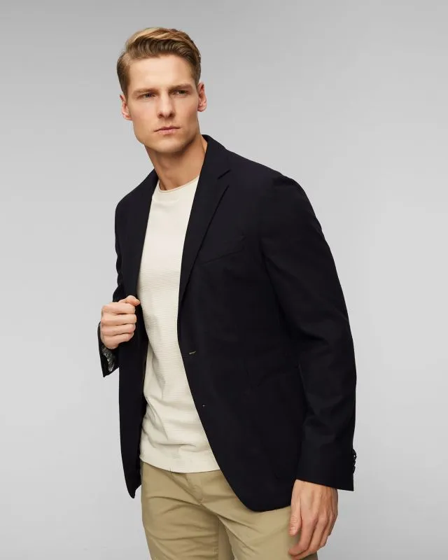 Blazer blu scuro con lana da uomo Hugo Boss P Hanry