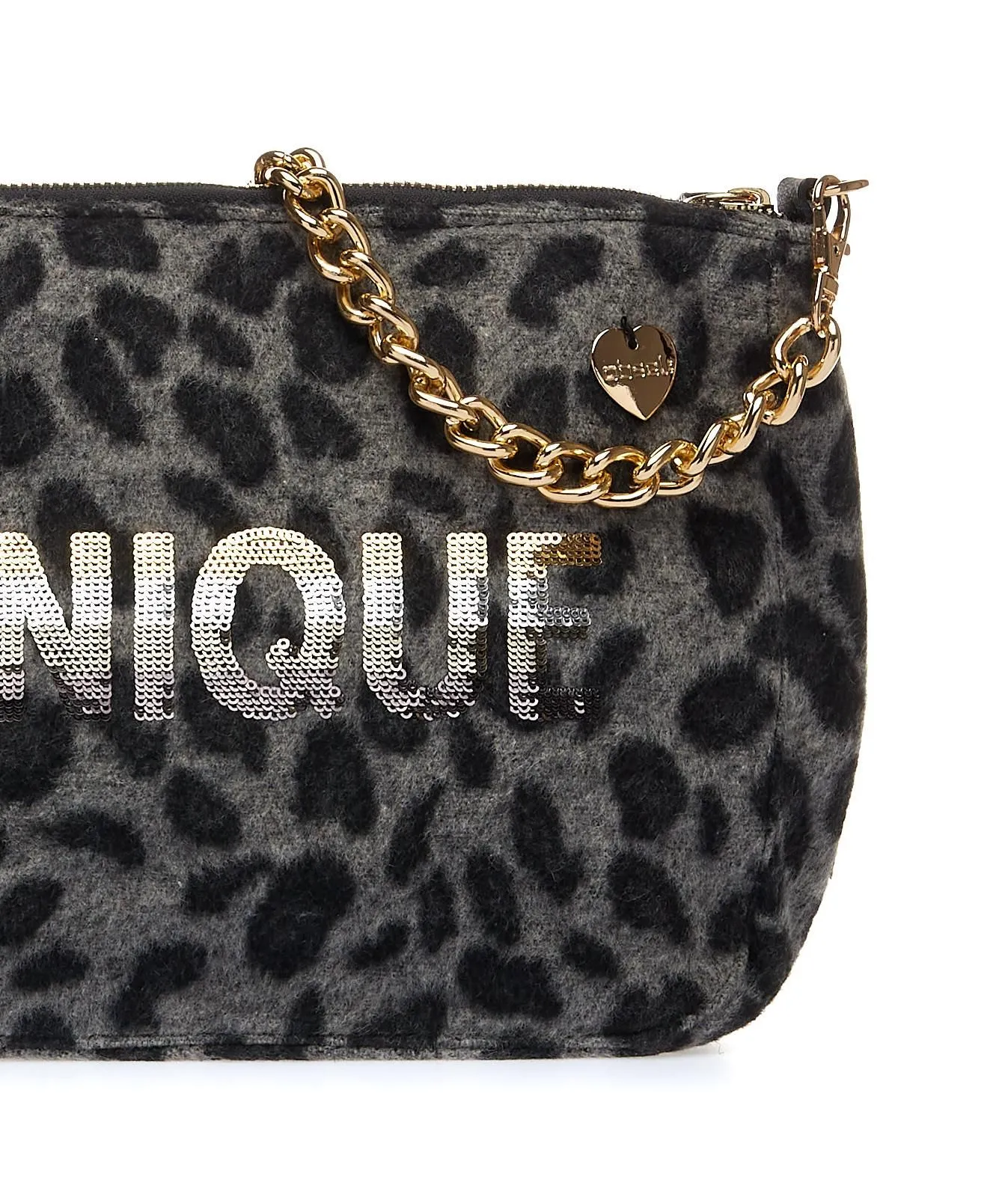 Borsa grigia in fantasia animalier con strass