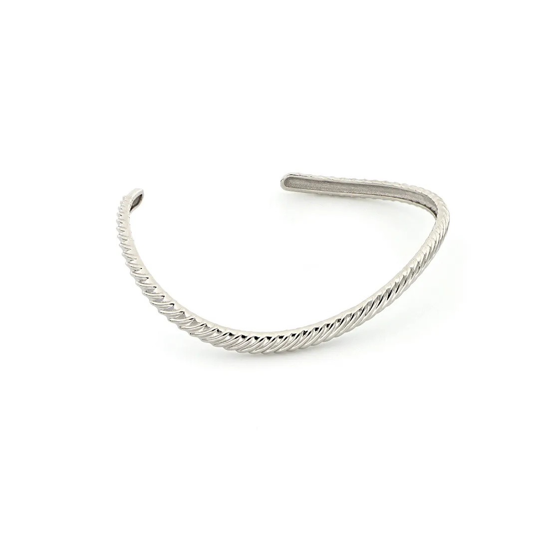 Bracciale rigido in argento bianco Vortice