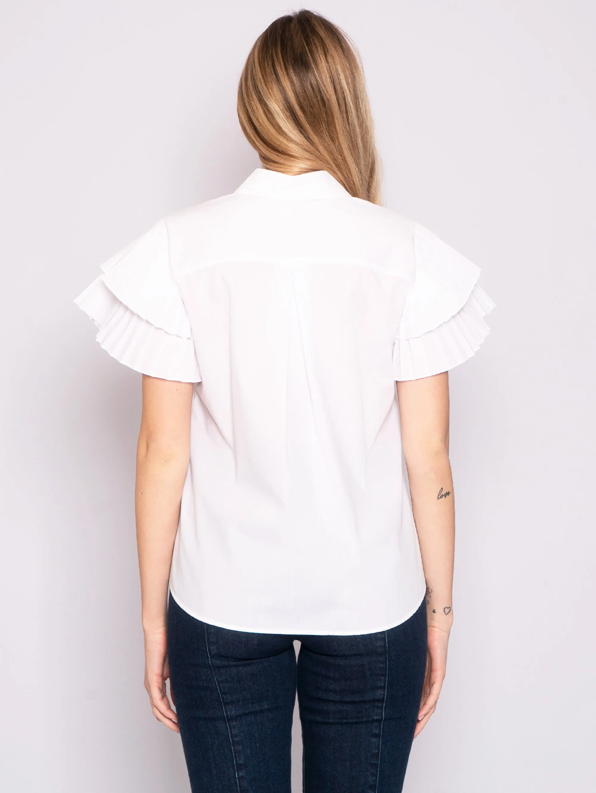 Camicia con Maniche Plissé Bianco