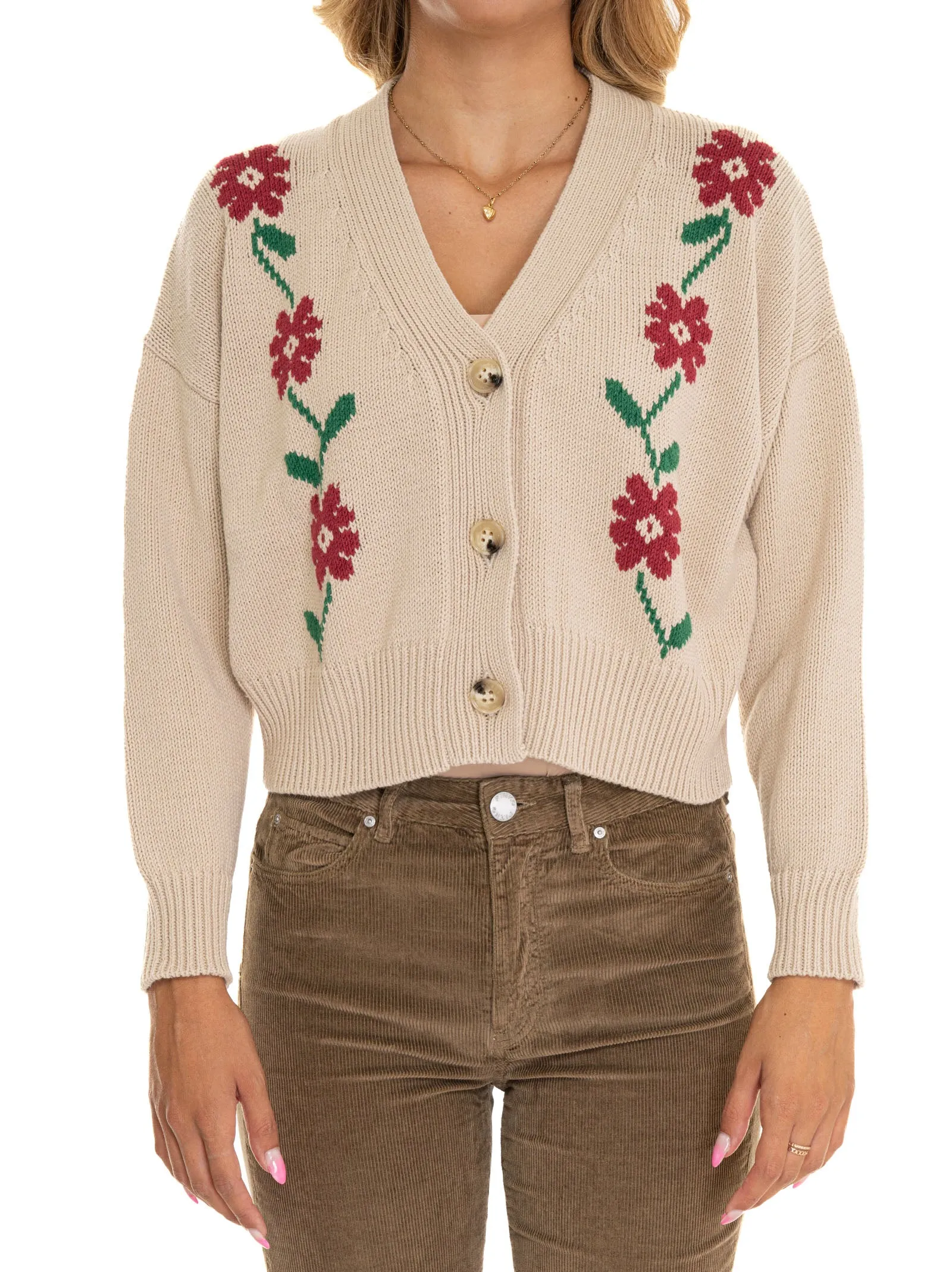 Cardigan corto Teulada Beige-rosso Weekend Max Mara Donna