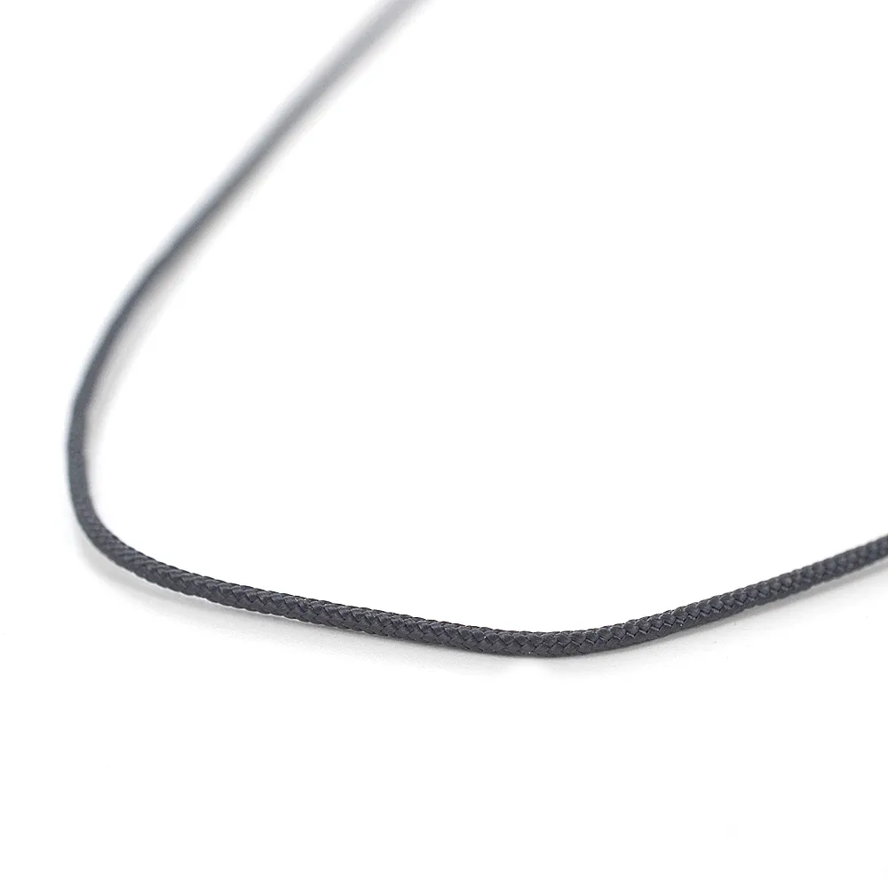 Collana in tessuto nautico nero 50 cm e chiusura in oro bianco