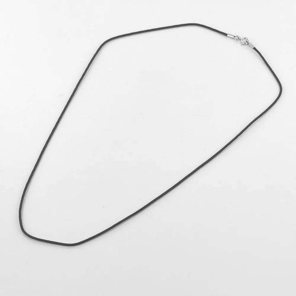 Collana in tessuto nautico nero 50 cm e chiusura in oro bianco