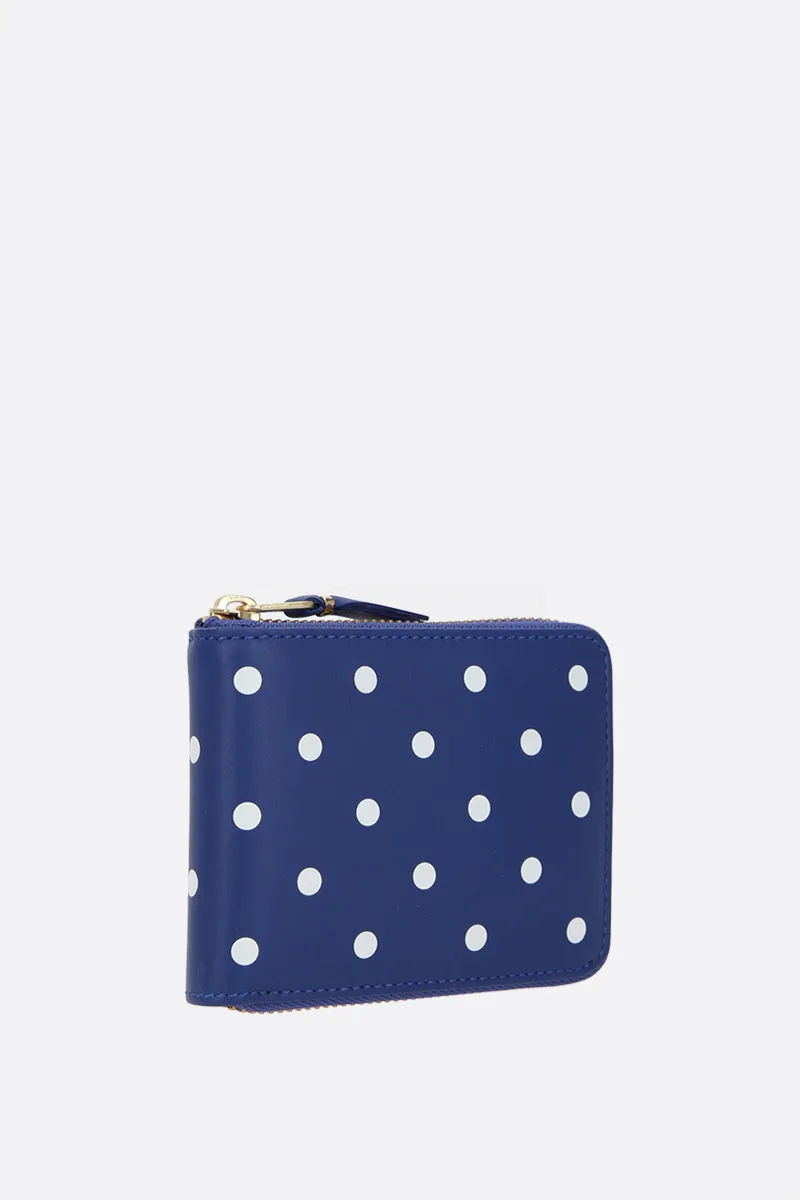 COMME des GARCONS WALLET portafogli zip-around in pelle liscia stampa pois