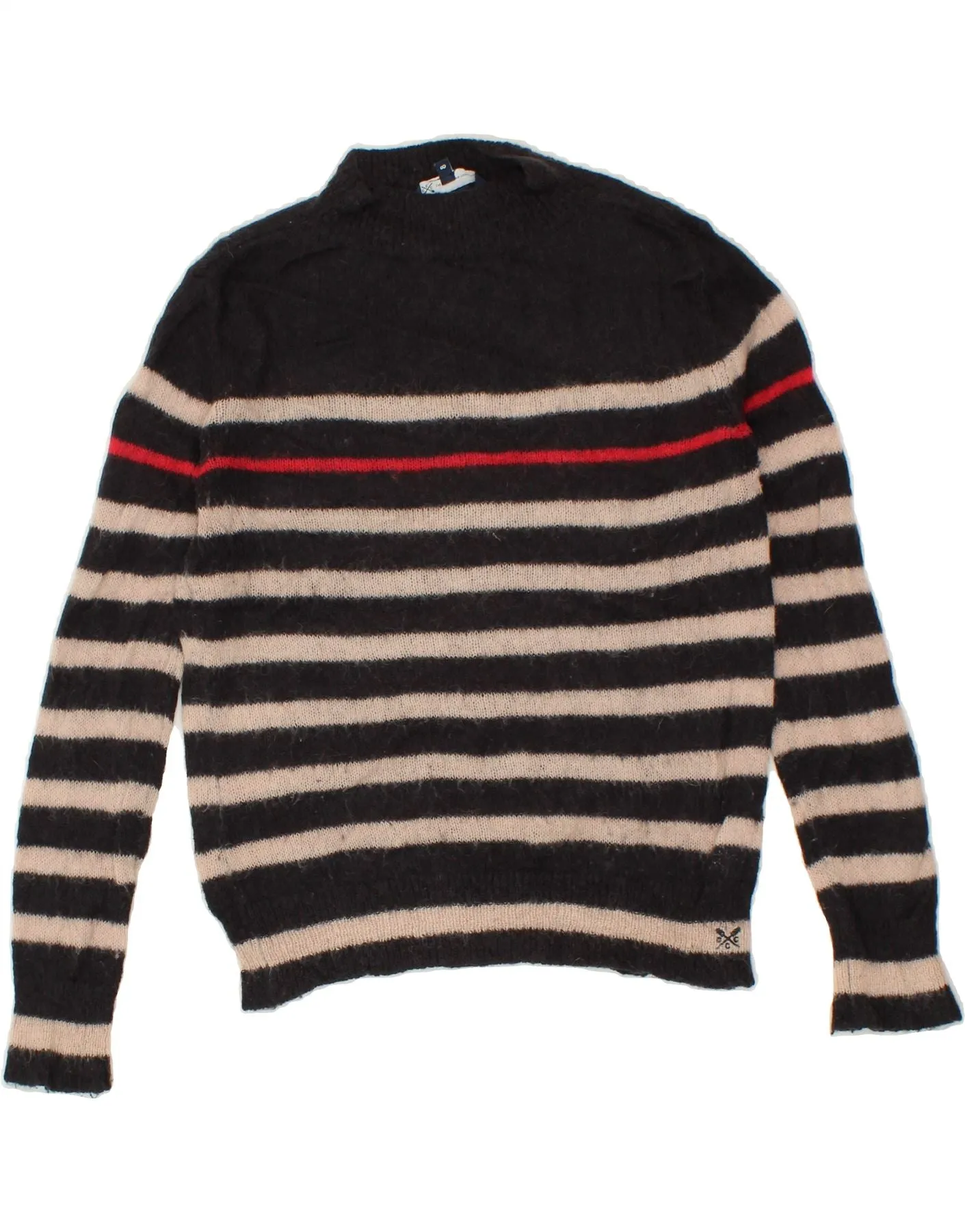 CREW CLOTHING Womens Turtle Neck Jumper Sweater UK 8 Small Black Striped
