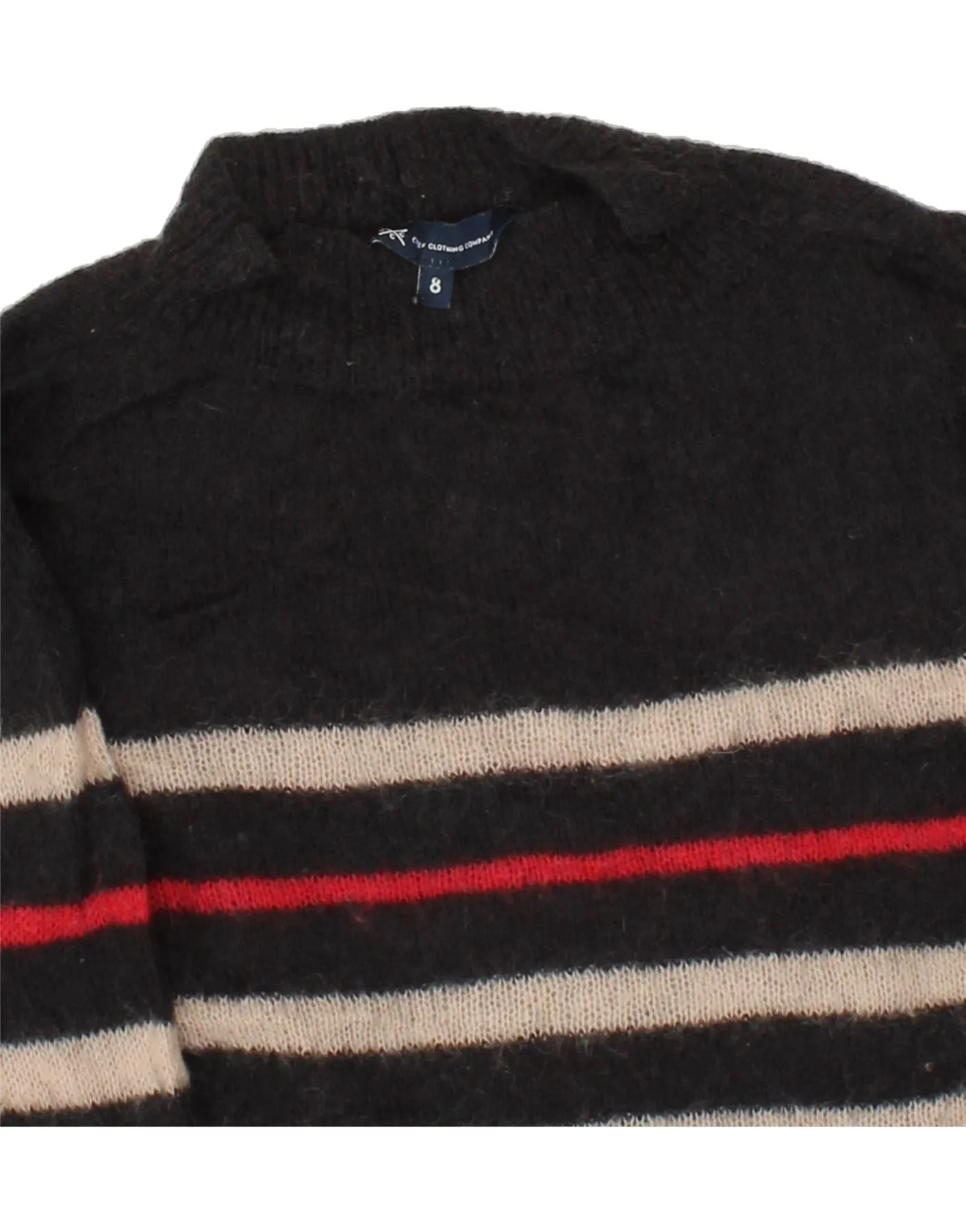 CREW CLOTHING Womens Turtle Neck Jumper Sweater UK 8 Small Black Striped