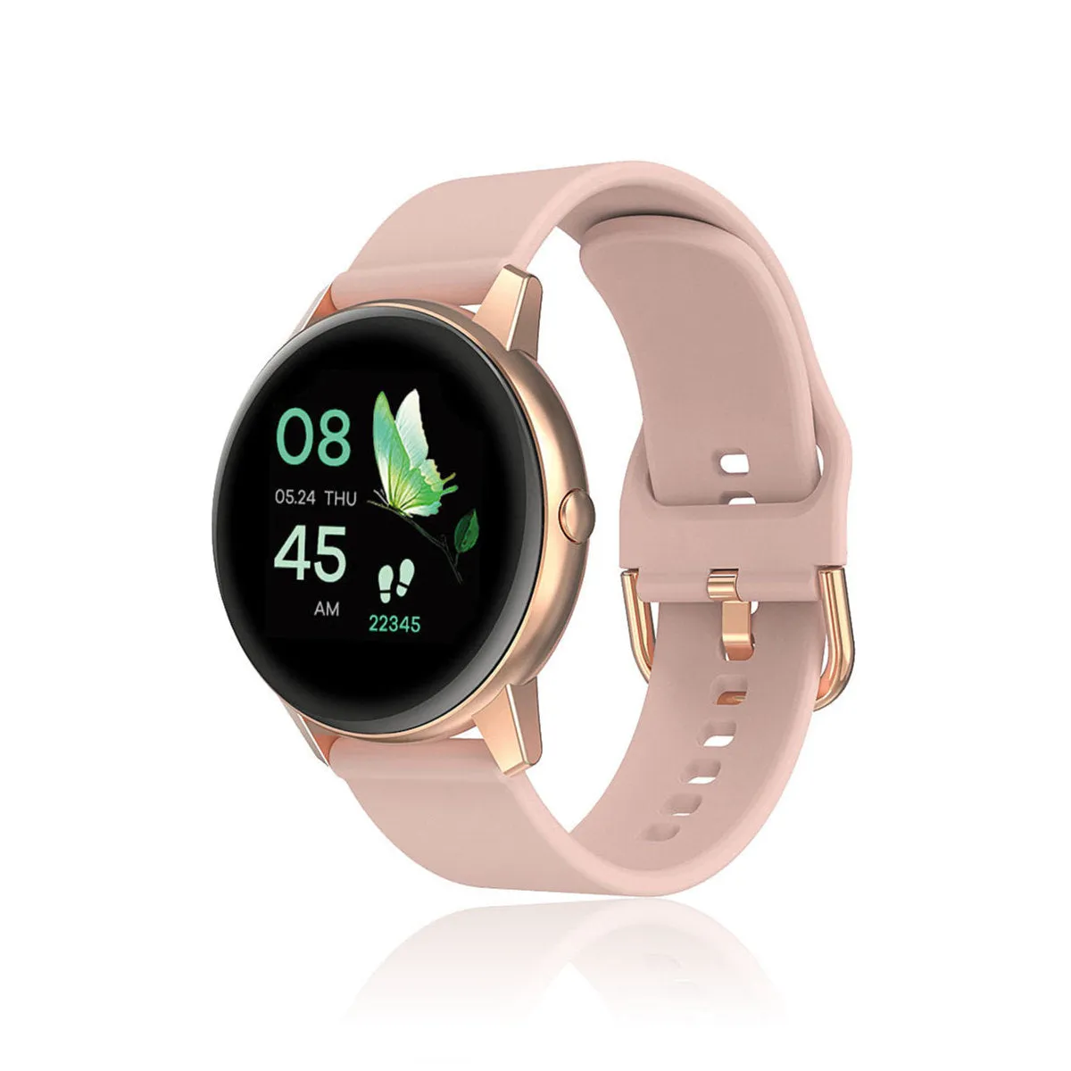 DAVID LIAN Smartwatch Donna Parigi con Cinturino in Silicone Rosa e Cassa in Acciaio rosè