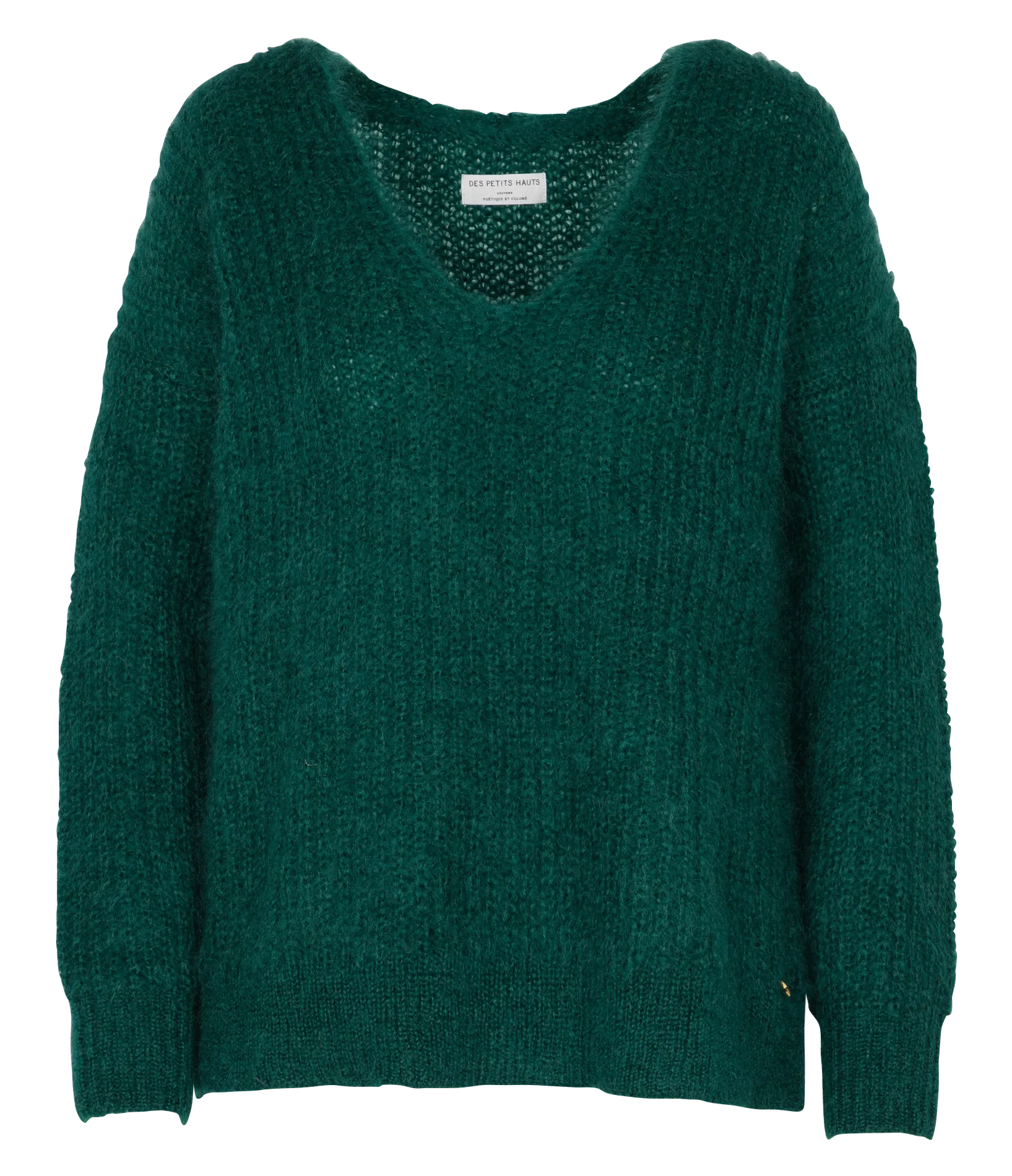  DES PETITS HAUTS   CHARLIE - Maglione collo a V in lana | Verde