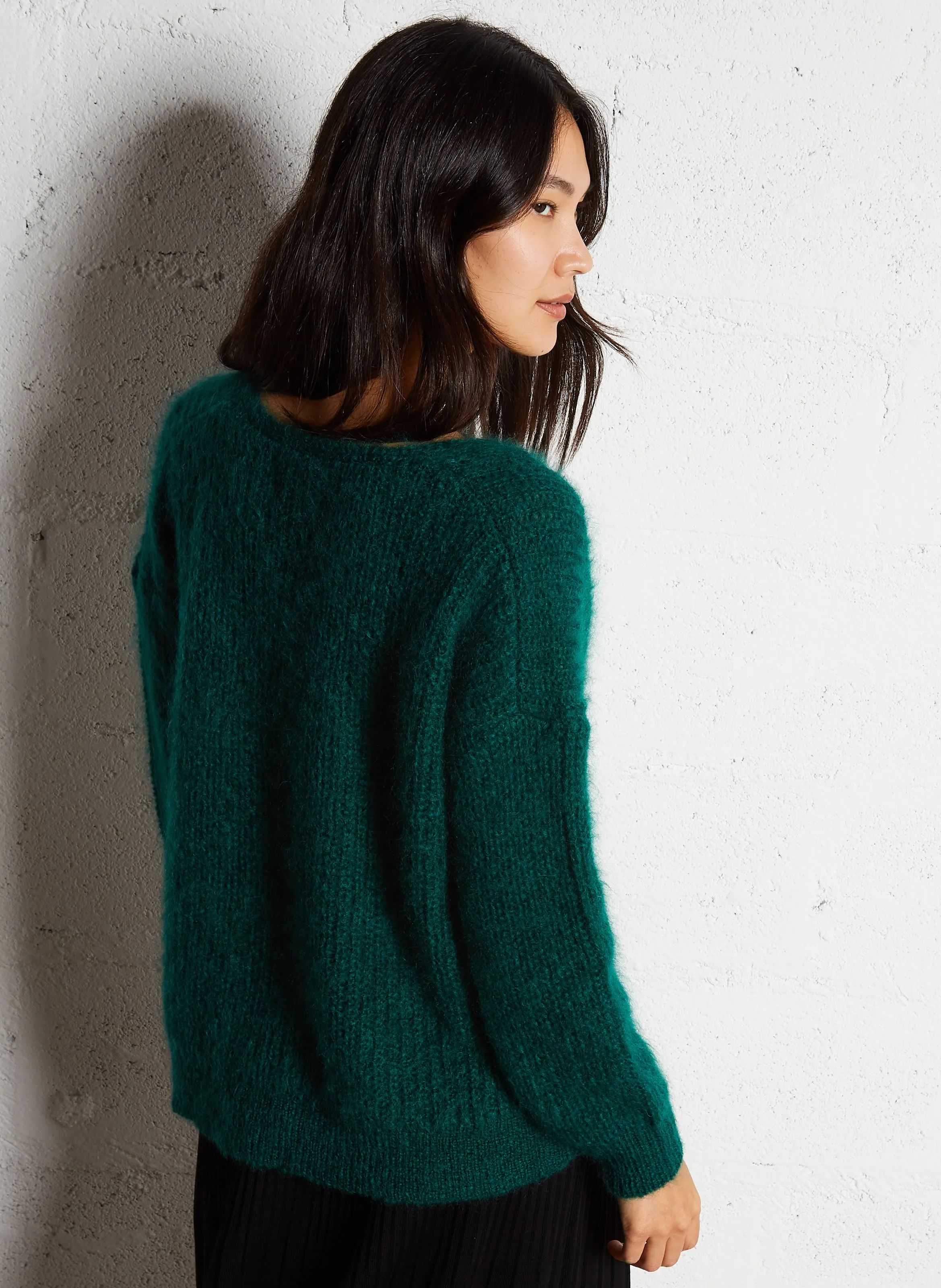  DES PETITS HAUTS   CHARLIE - Maglione collo a V in lana | Verde