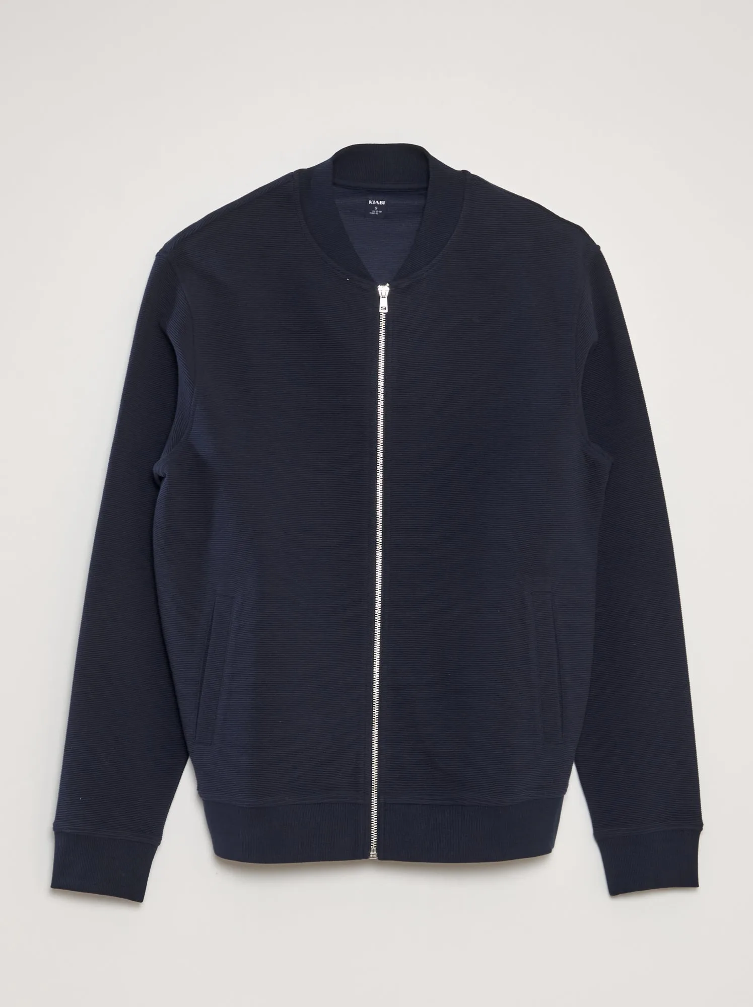Felpa in maglia con apertura con zip - BLU