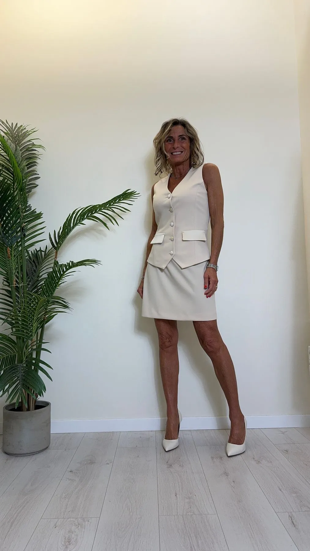 IMPERIAL - AERQHAW - ABITO CREPE CON GILET UNITO, PROFILI RASO