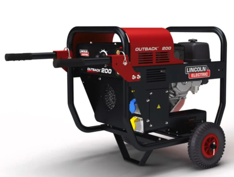 Lincoln Outback 200 con kit ruote K14296-1, motosaldatrice a scoppio , max 200A