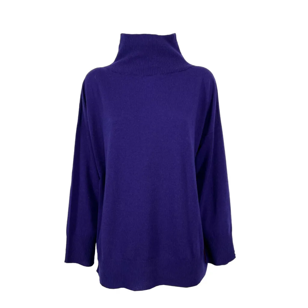 LIVIANA CONTI maxi maglia donna viola L3WB13 100% lana MADE IN ITALY