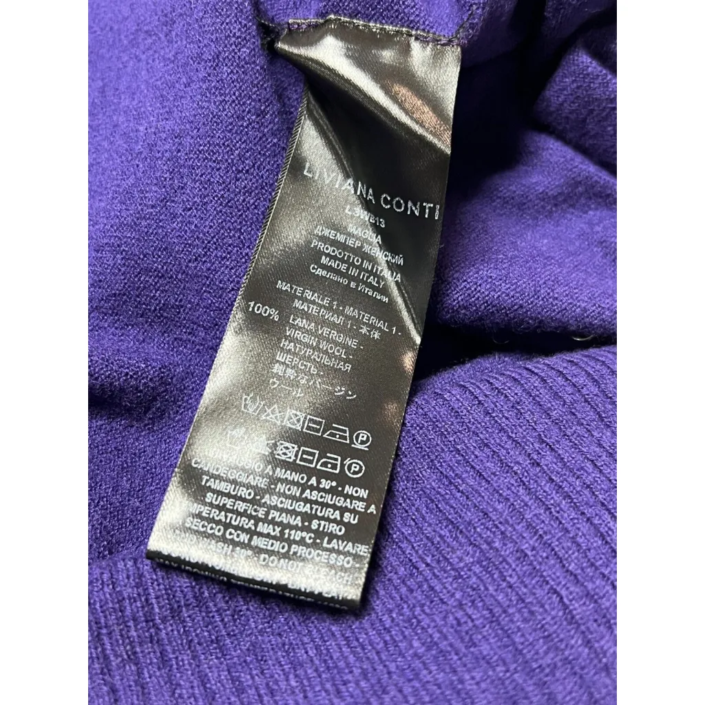 LIVIANA CONTI maxi maglia donna viola L3WB13 100% lana MADE IN ITALY