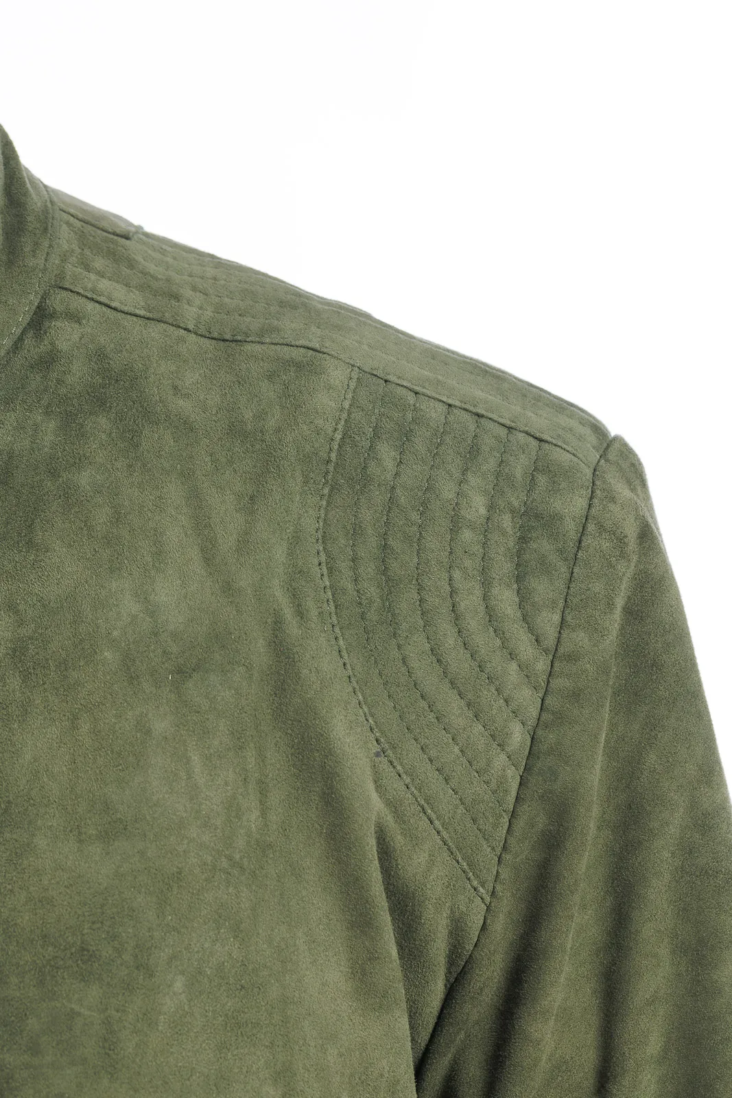 Men’s reindeer suede jacket with PP zipper green