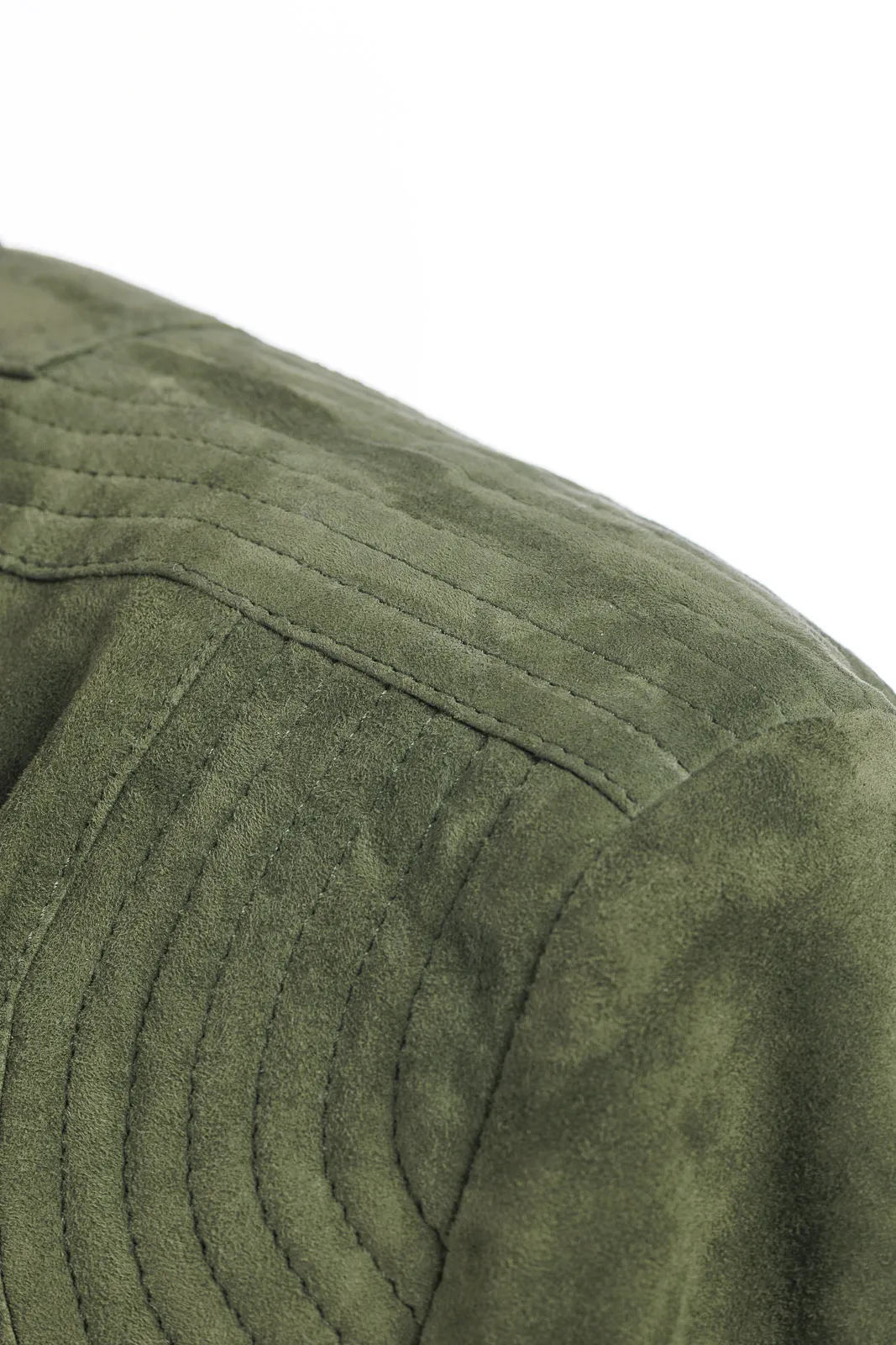Men’s reindeer suede jacket with PP zipper green