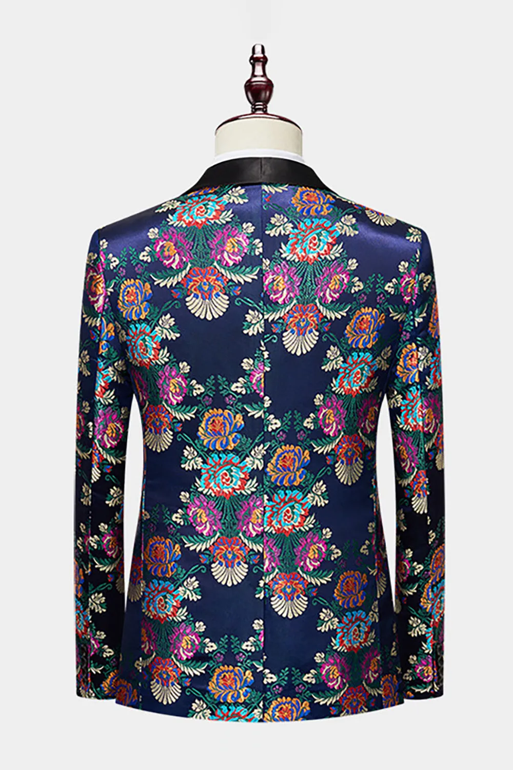 Navy Flower Jacquard 2 Pezzi Abiti da ballo da uomo