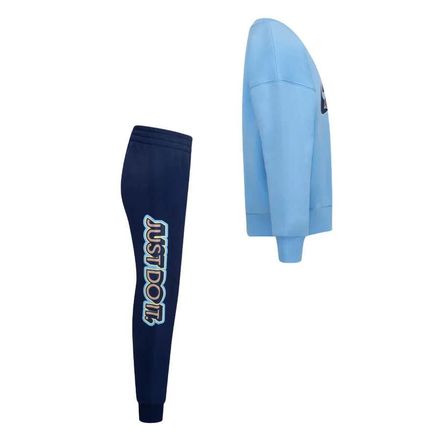 Nike tuta felpa girocollo e pantalone da ragazzo Sense of Adventure 86L947-U90 celeste-blu