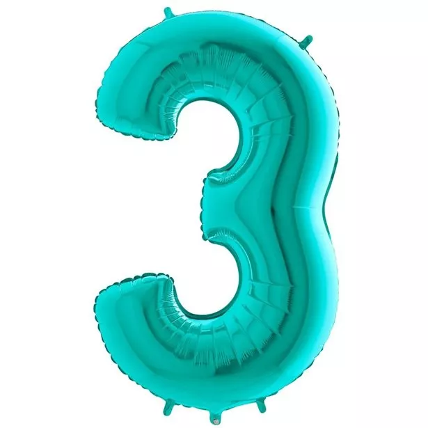 Palloncino numero 3 verde menta 102 cm