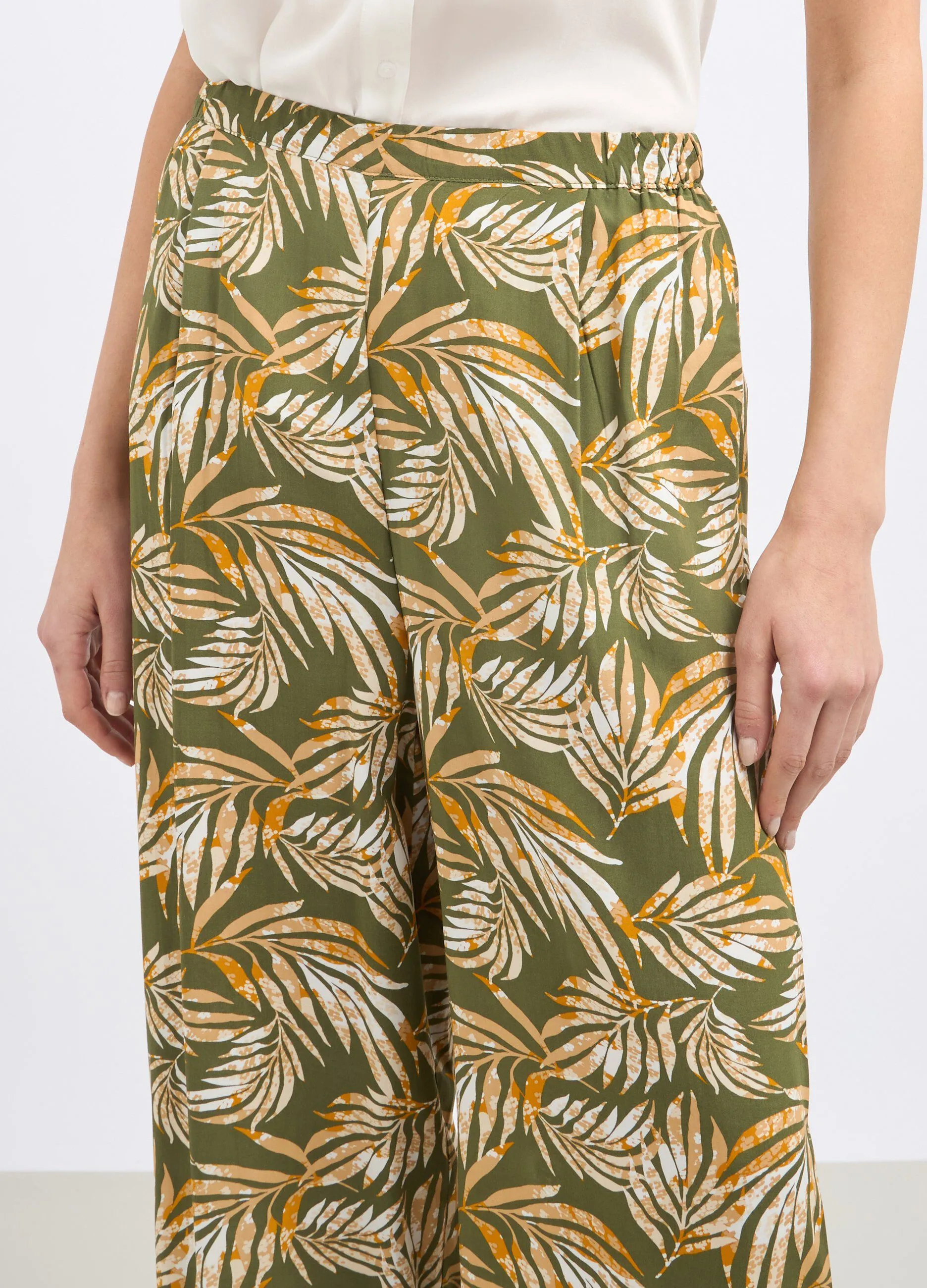 Pantaloni in pura viscosa con stampa donna