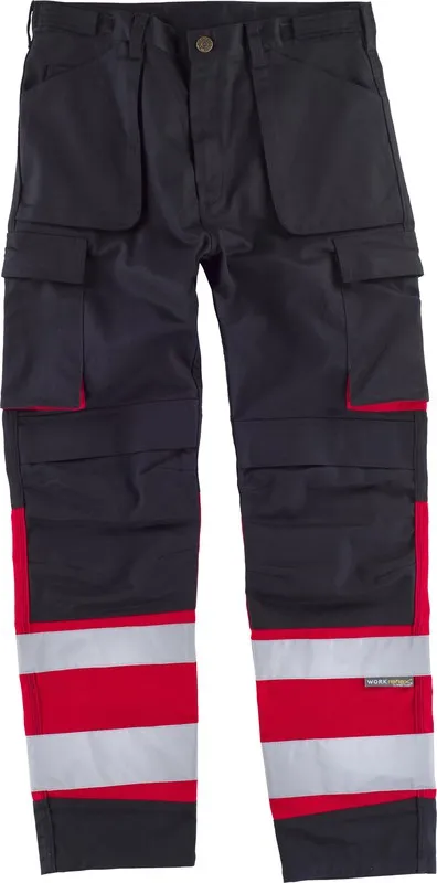 Pantaloni multitasche abbinati a nastri riflettenti Nero Rosso