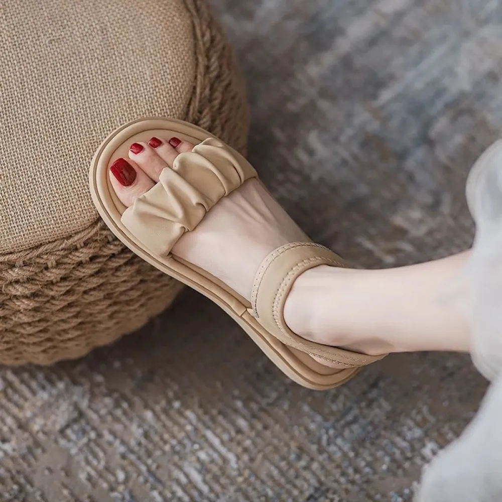 Sandali con suola spessa stile fata femminile 2024 nuovi versatili capi esterni estivi scarpe romane piatte scarpe da spiaggia m