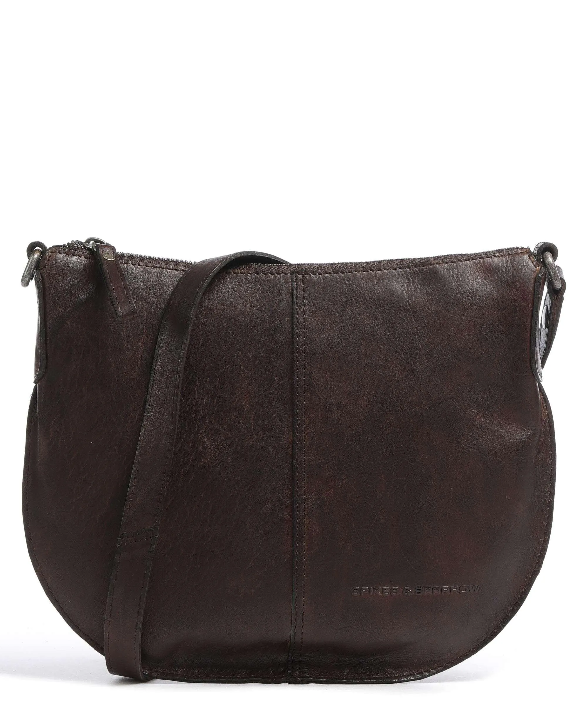  Spikes & Sparrow Mustang Borsa a spalla pelle a grana fine marrone scuro  