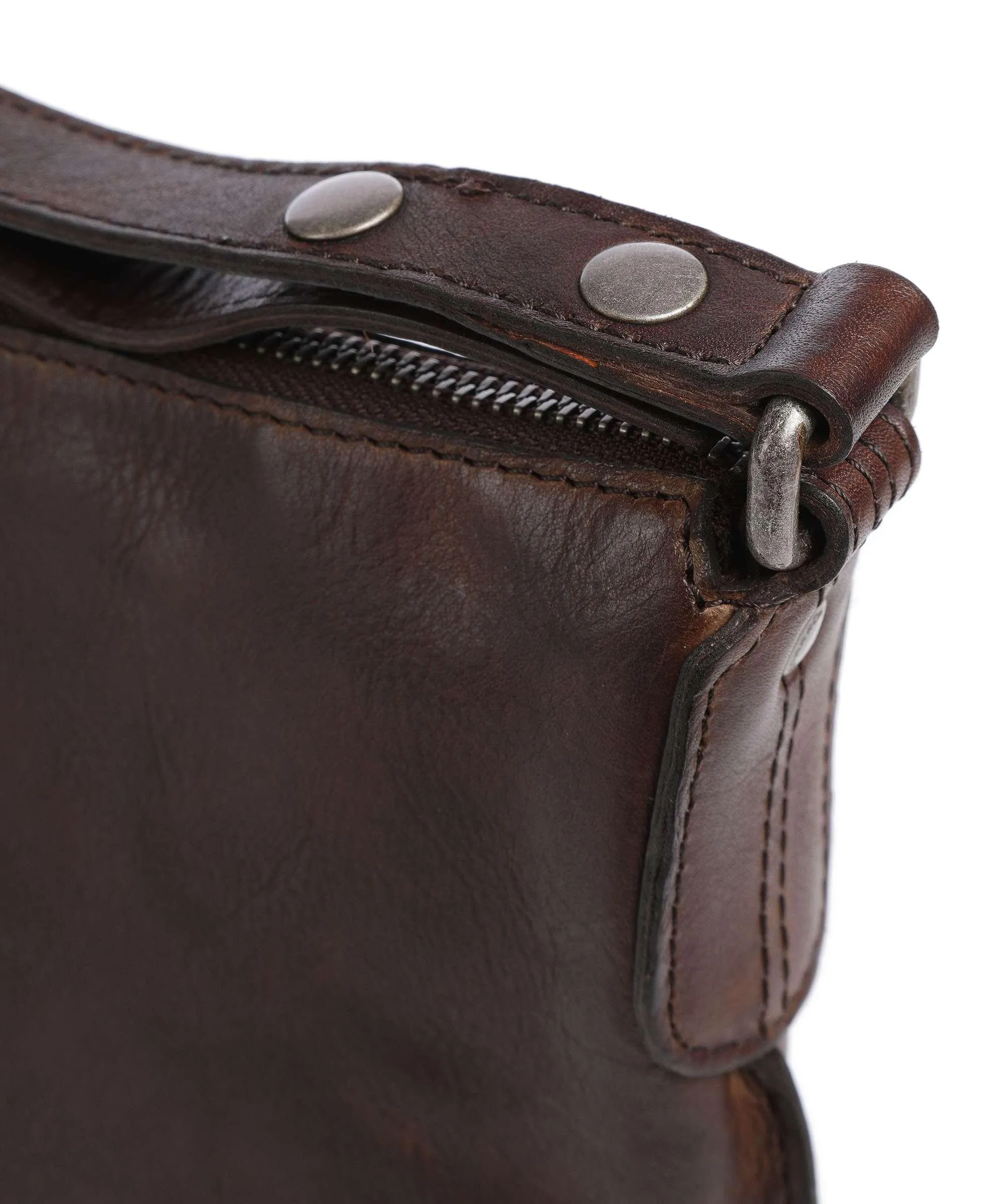  Spikes & Sparrow Mustang Borsa a spalla pelle a grana fine marrone scuro  