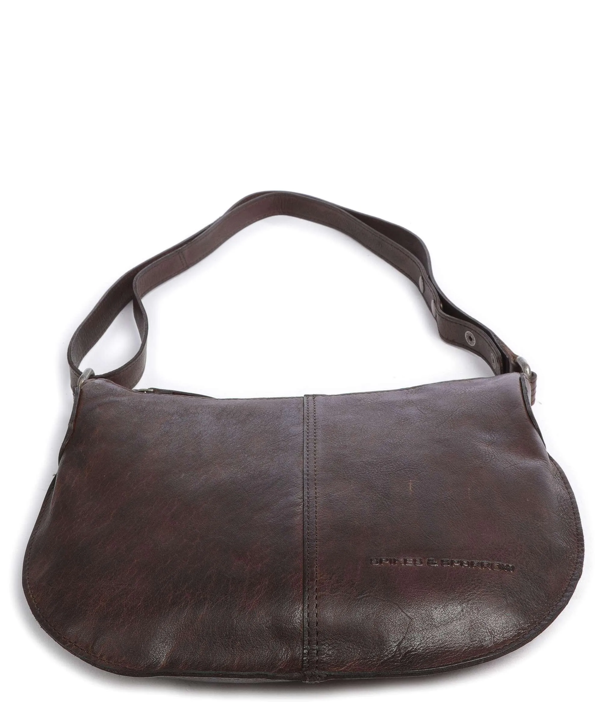  Spikes & Sparrow Mustang Borsa a spalla pelle a grana fine marrone scuro  