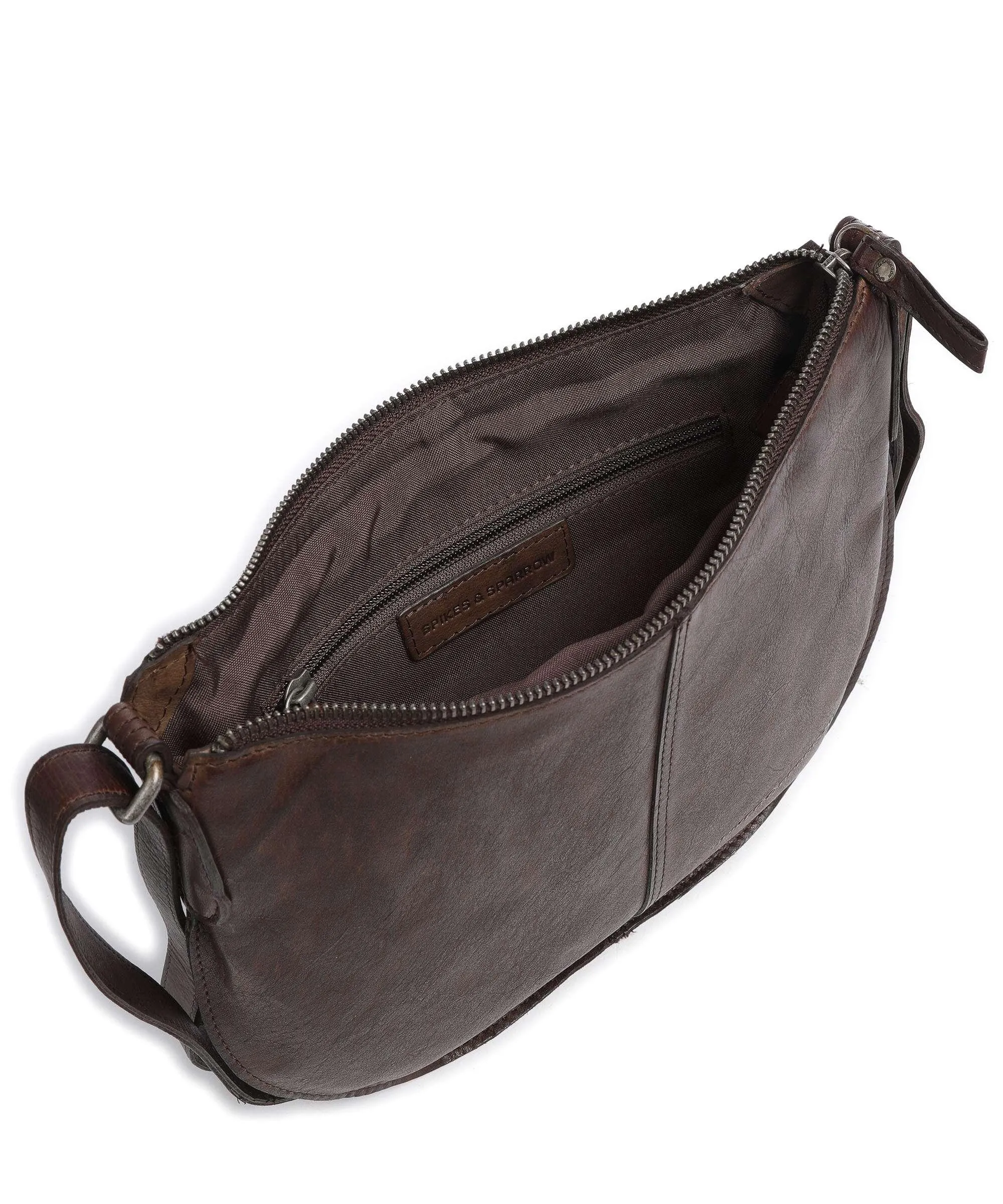  Spikes & Sparrow Mustang Borsa a spalla pelle a grana fine marrone scuro  