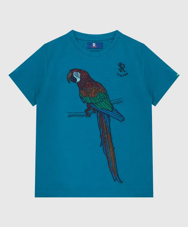 Stefano Ricci T-shirt turchese per bambini con ricamo YNH7200150803