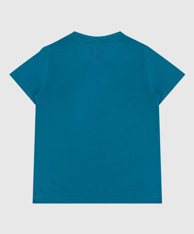 Stefano Ricci T-shirt turchese per bambini con ricamo YNH7200150803