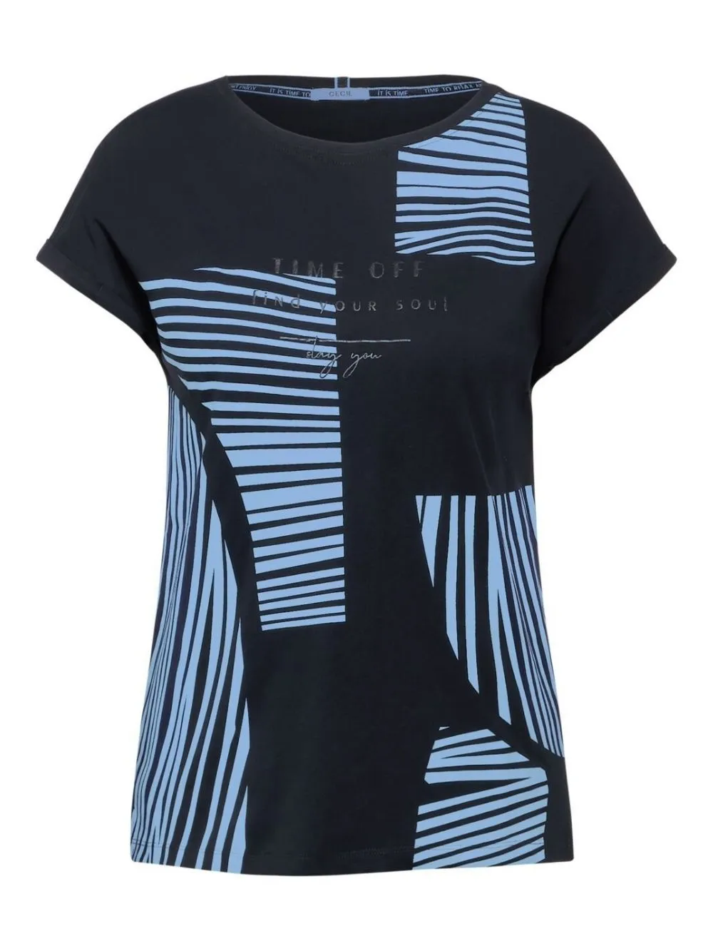 T-shirt Donna Blu con fantasia a righe
