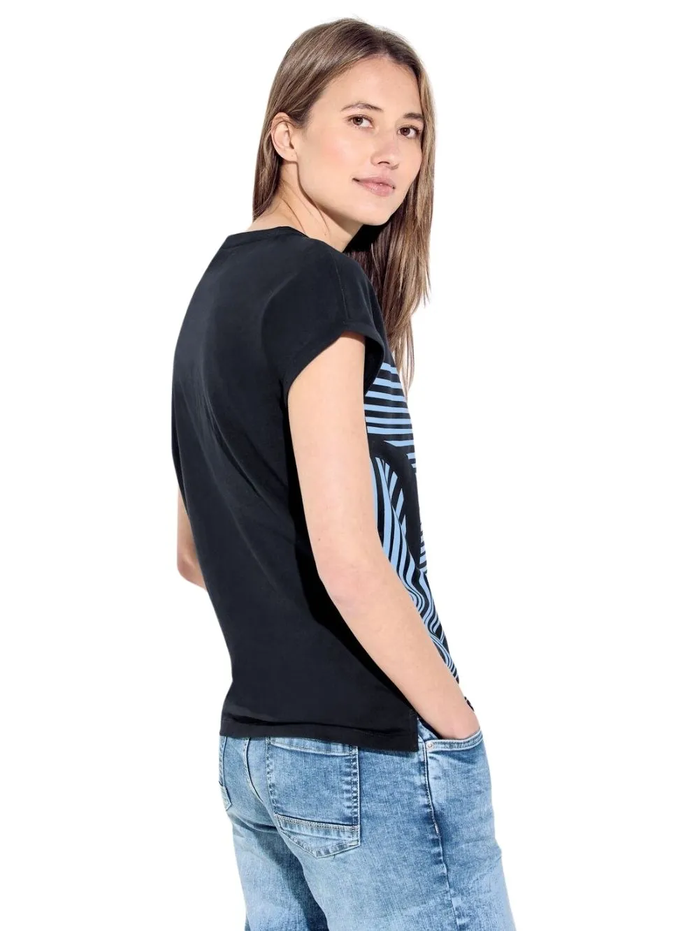 T-shirt Donna Blu con fantasia a righe