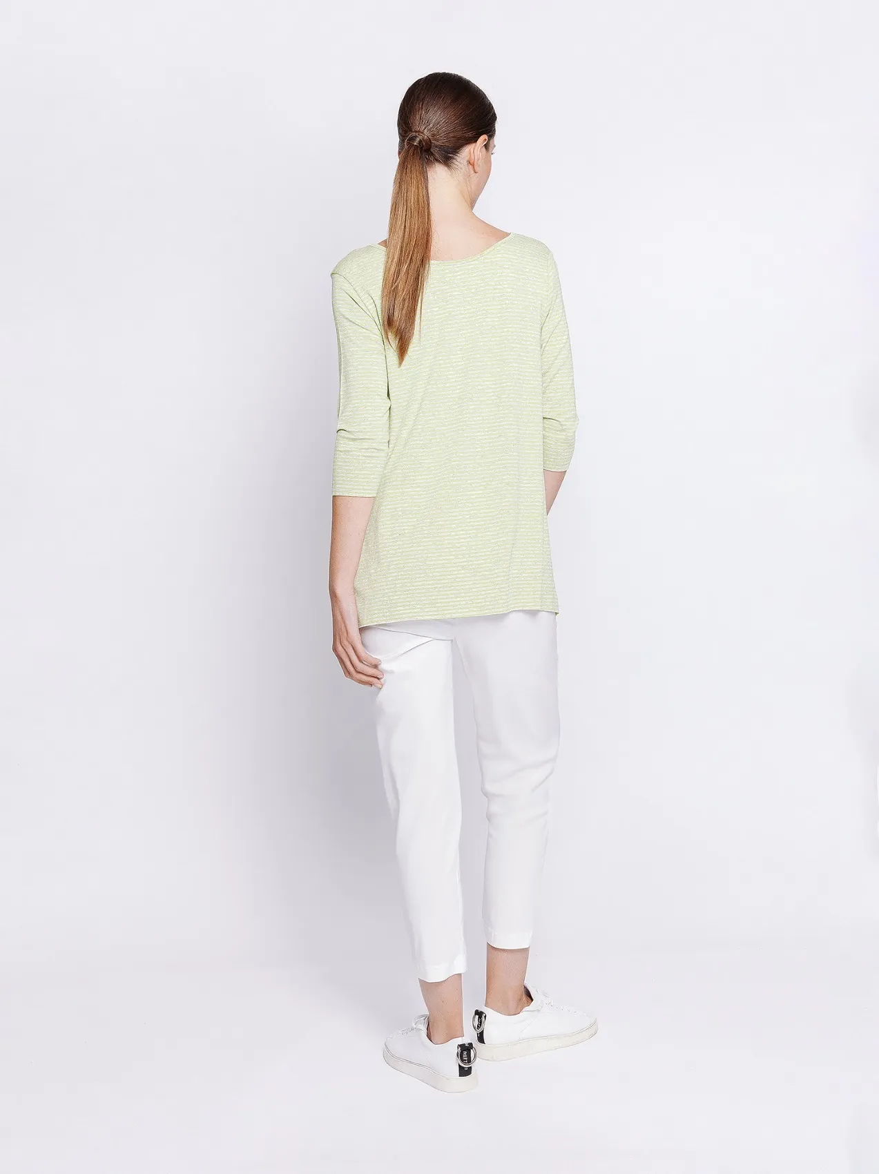 T-shirt lunga a righe BLU & GRIGIE