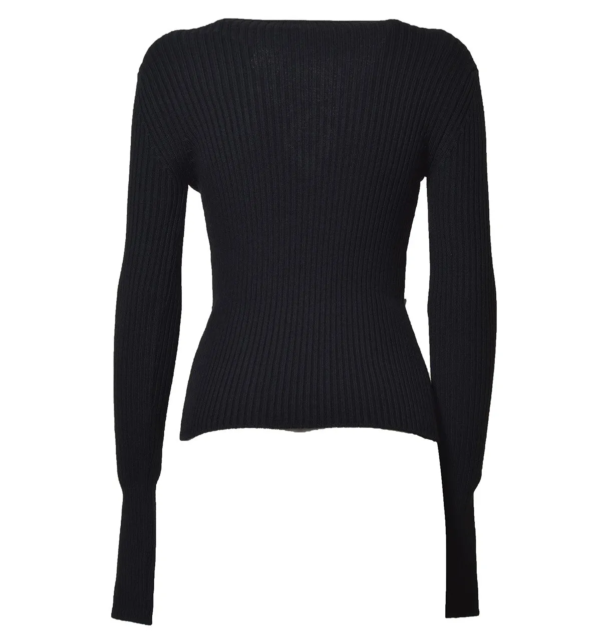 Top in maglia a coste di lana nera con strass Giuseppe Di Morabito
