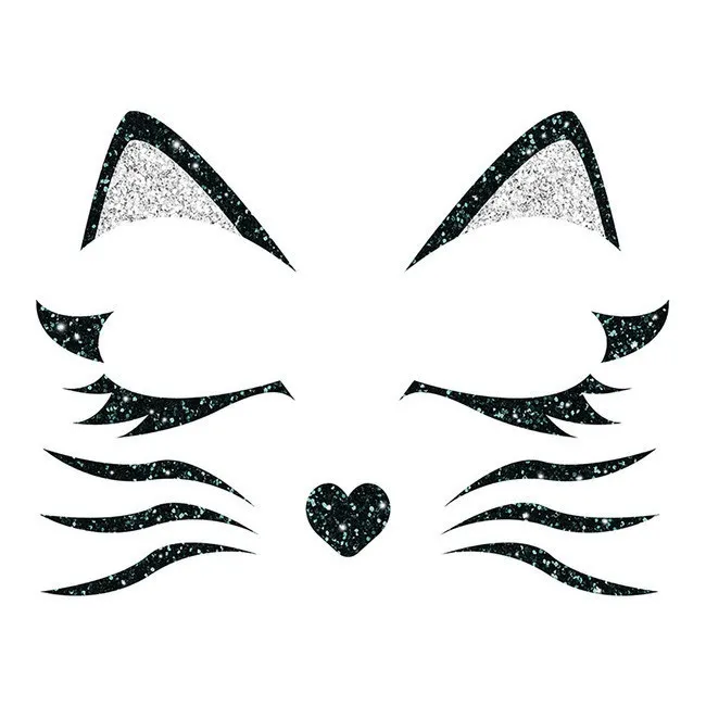 Trucco adesivo da gatto glitterato