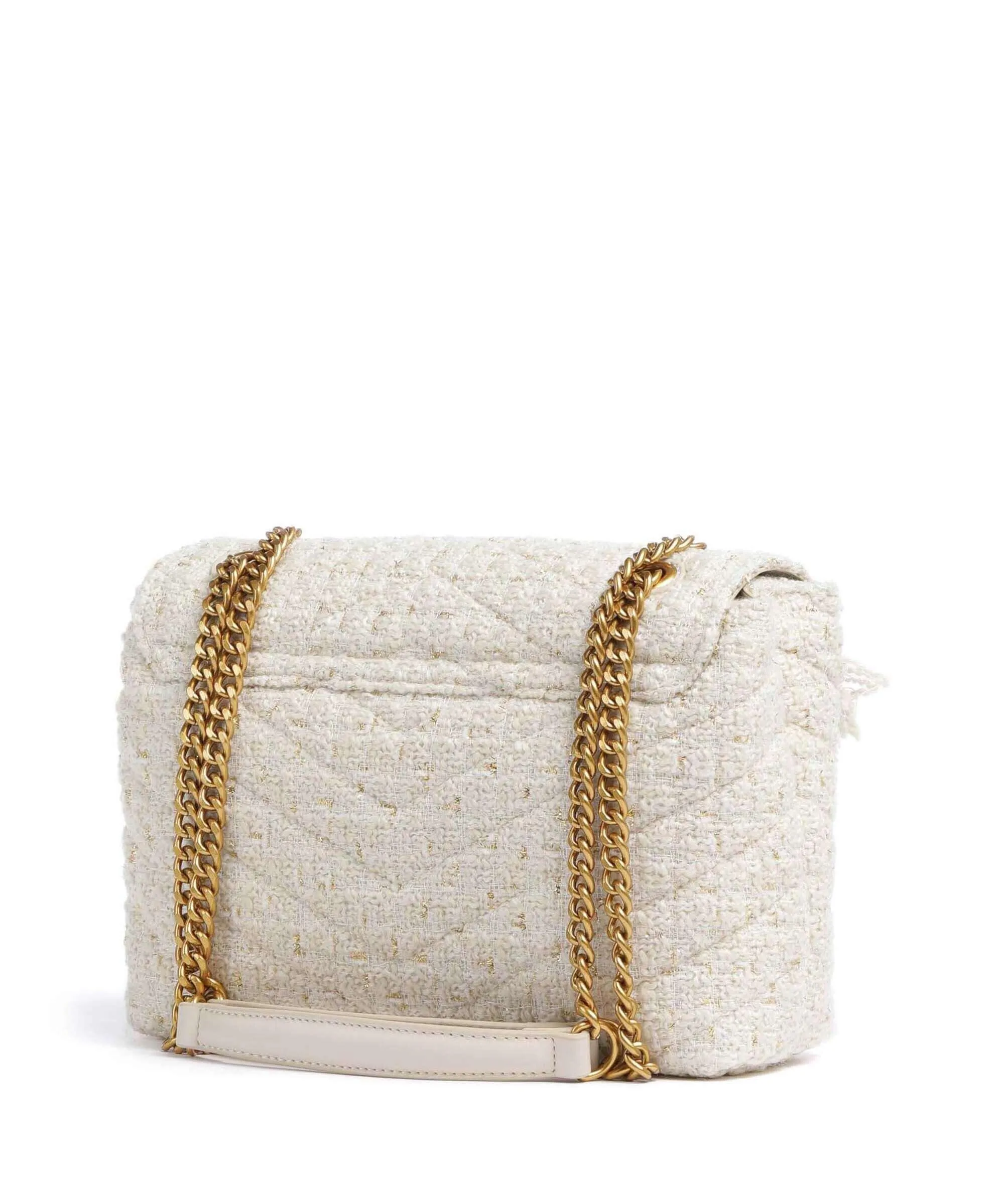 Twinset Dreamy Tweed Borsa a spalla poliestere, pelle sintetica avorio  