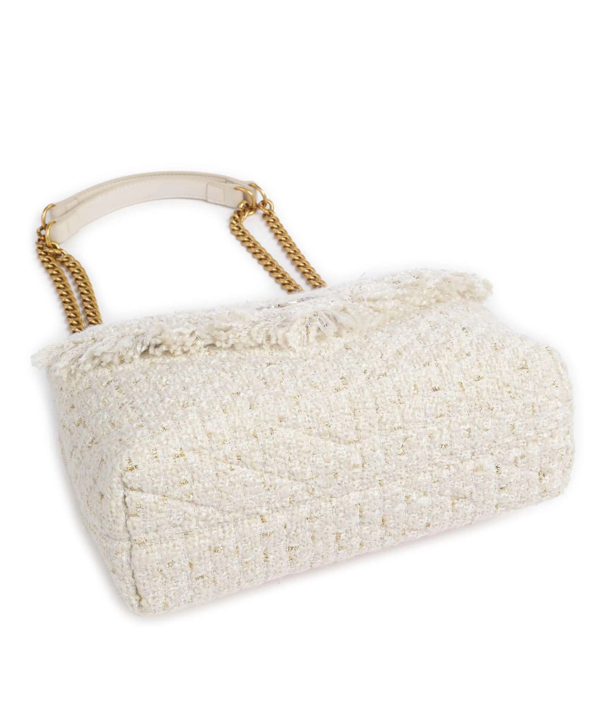  Twinset Dreamy Tweed Borsa a spalla poliestere, pelle sintetica avorio  