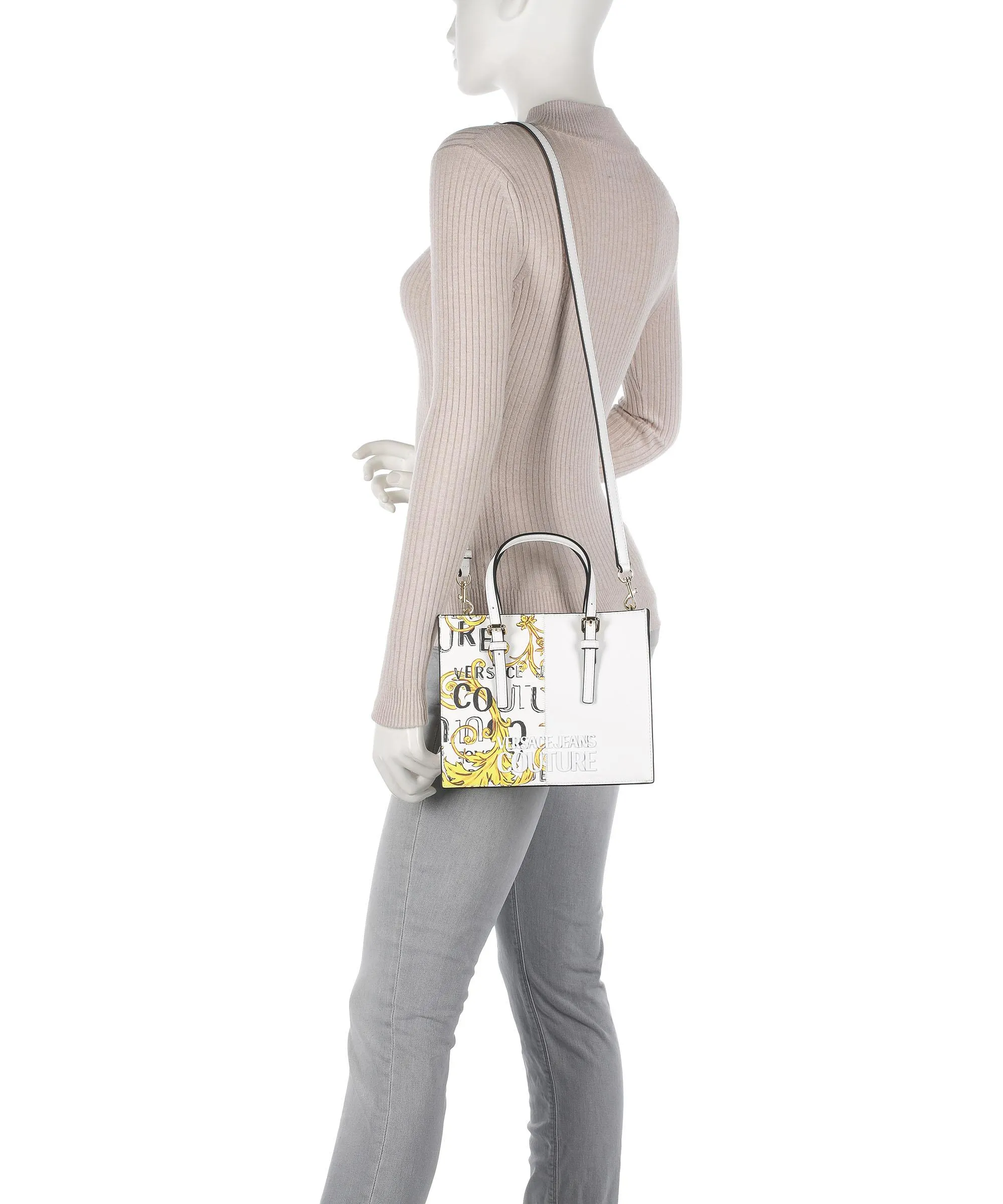  Versace Jeans Couture Rock Cut Borsa a mano pelle sintetica bianco  