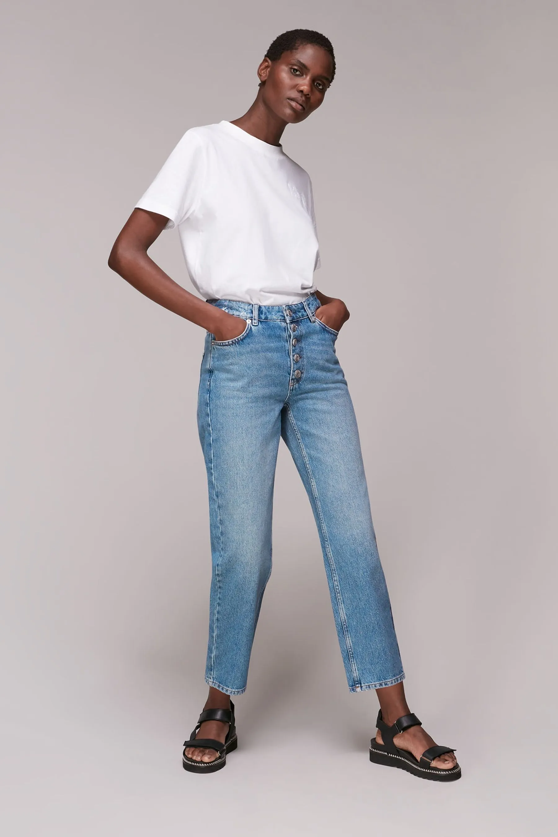 Whistles 100% cotone Authentic Hollie Button Jeans corti    
